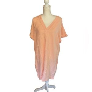 Wonderly Gauze Cotton V Neck Dress Cover Up Beach Resort Wear Peach XL